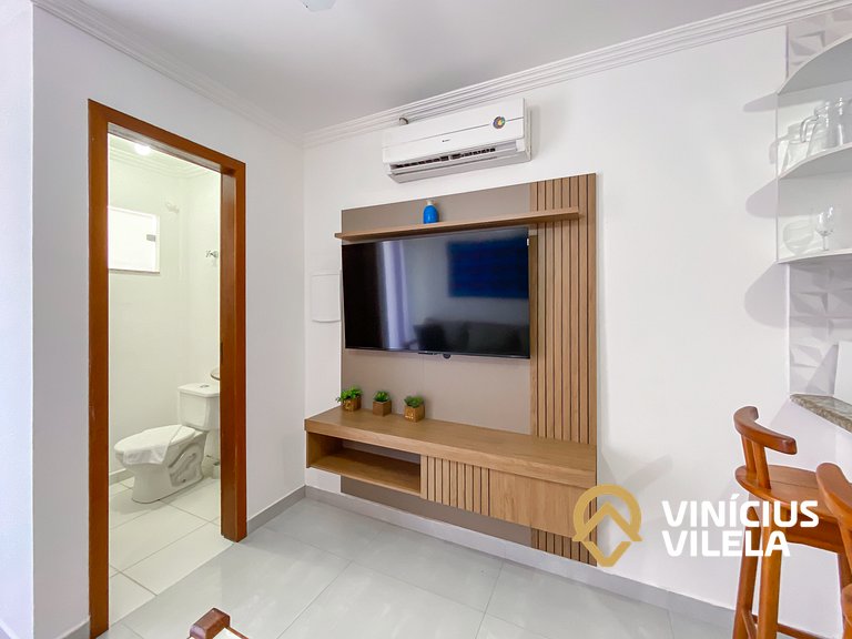 Flat 1 suíte, sala climatizada praia de Taperapuã