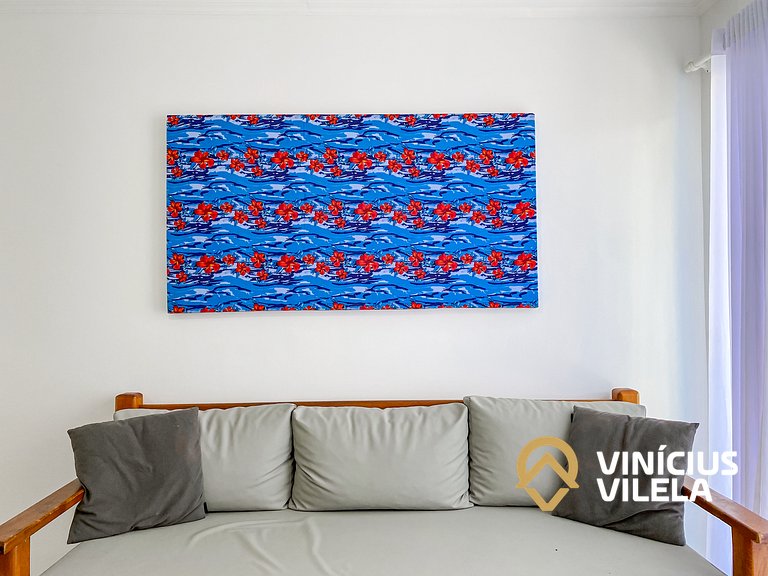 Flat 1 suíte, sala climatizada praia de Taperapuã