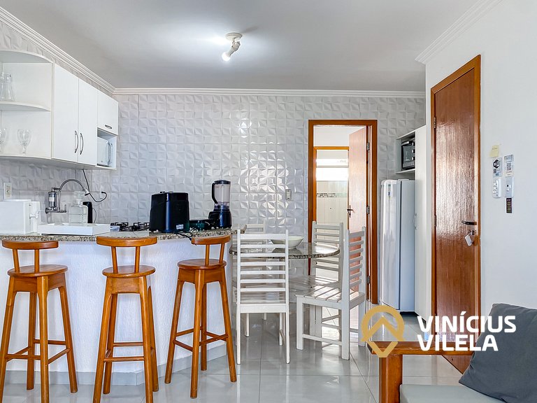 Flat 1 suíte, sala climatizada praia de Taperapuã