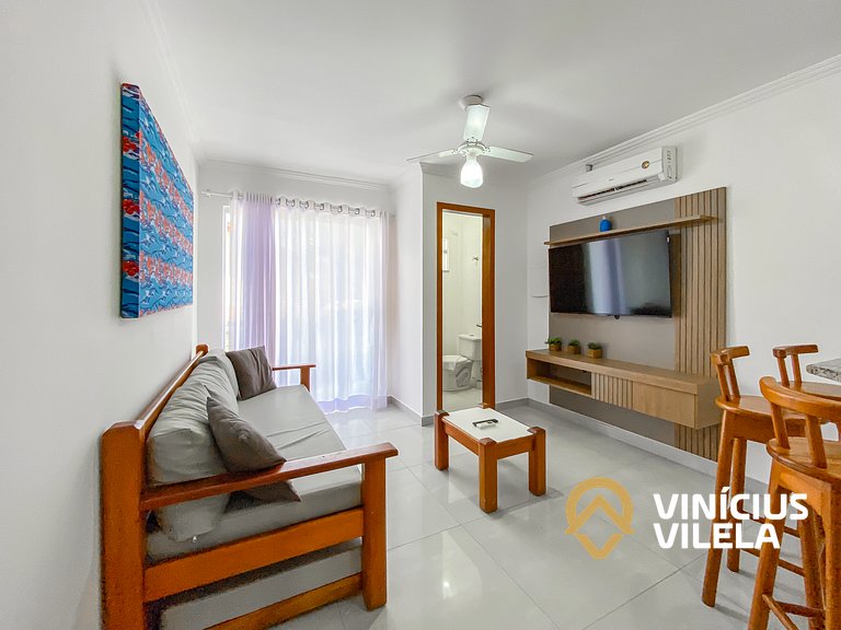 Flat 1 suíte, sala climatizada praia de Taperapuã