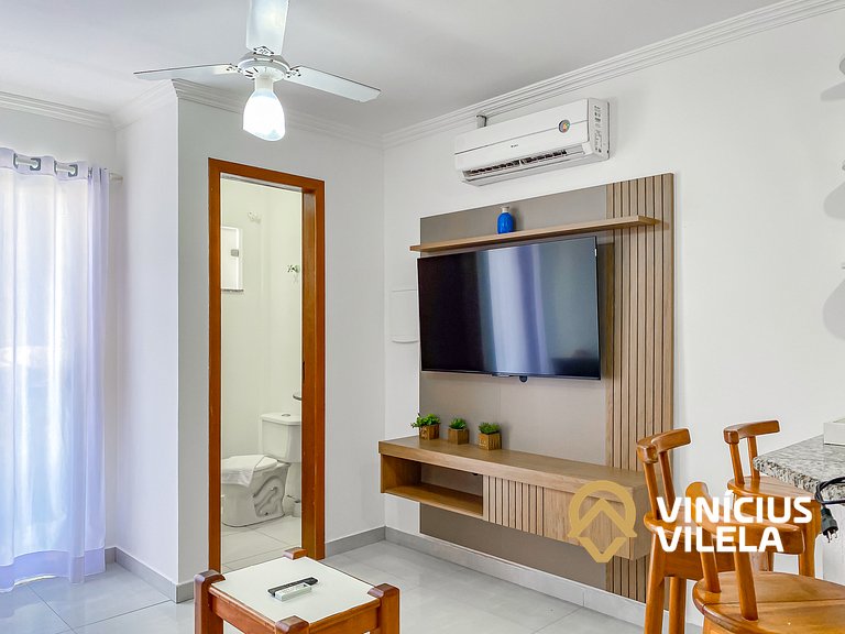 Flat 1 suíte, sala climatizada praia de Taperapuã