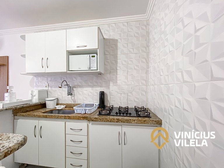 Flat 1 suíte, sala climatizada praia de Taperapuã