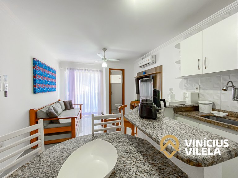 Flat 1 suíte, sala climatizada praia de Taperapuã