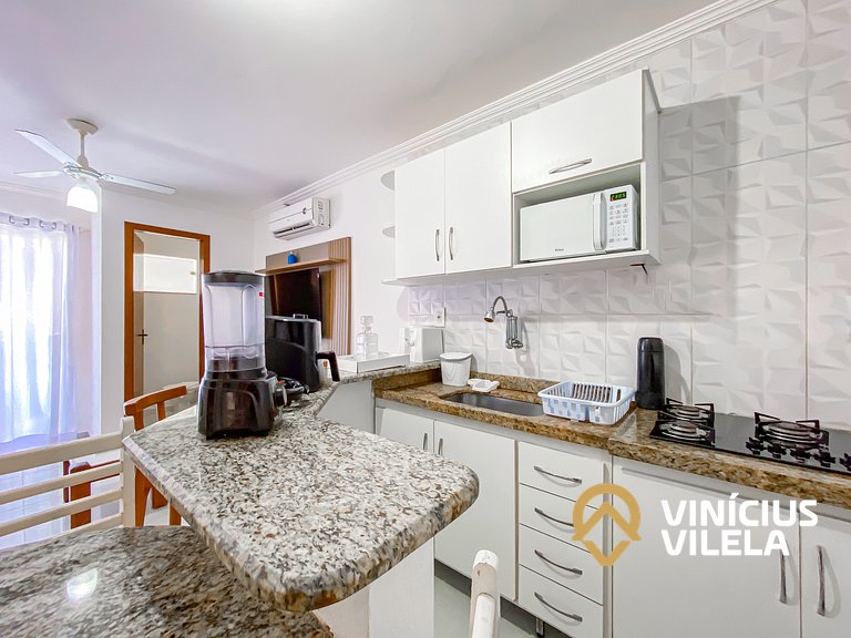 Flat 1 suíte, sala climatizada praia de Taperapuã