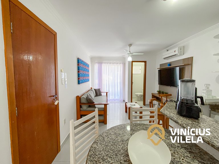 Flat 1 suíte, sala climatizada praia de Taperapuã
