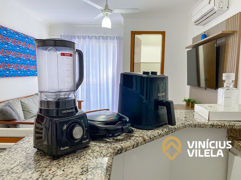 Flat 1 suíte, sala climatizada praia de Taperapuã