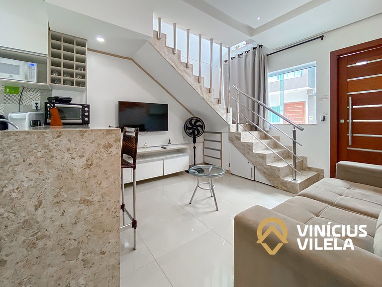 Duplex a 80m da Praia de Taperapuã - Piscina- WIFI