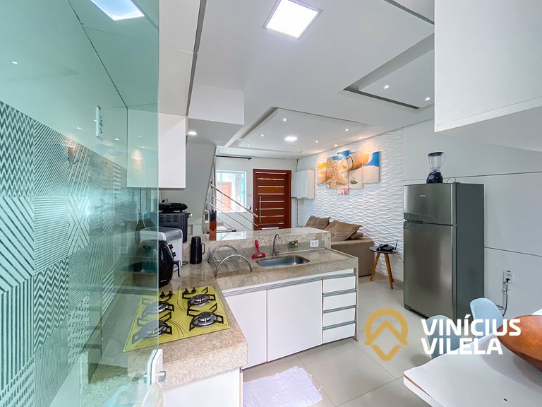 Duplex a 80m da Praia de Taperapuã - Piscina- WIFI