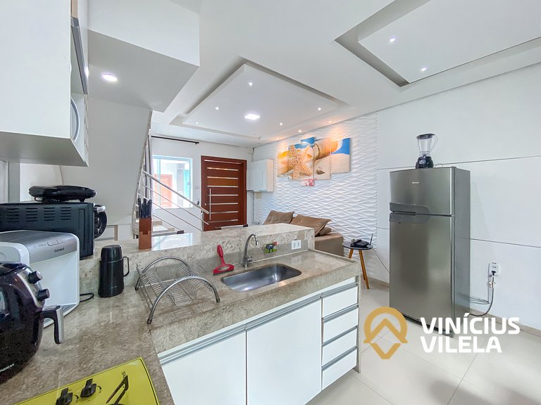 Duplex a 80m da Praia de Taperapuã - Piscina- WIFI