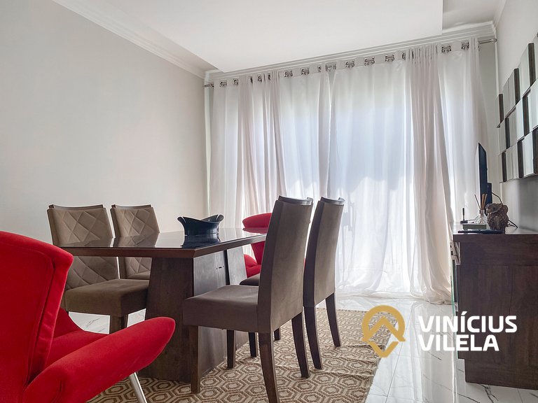 Apartamento com vista para o mar, 2 quartos, sendo 1 suíte,