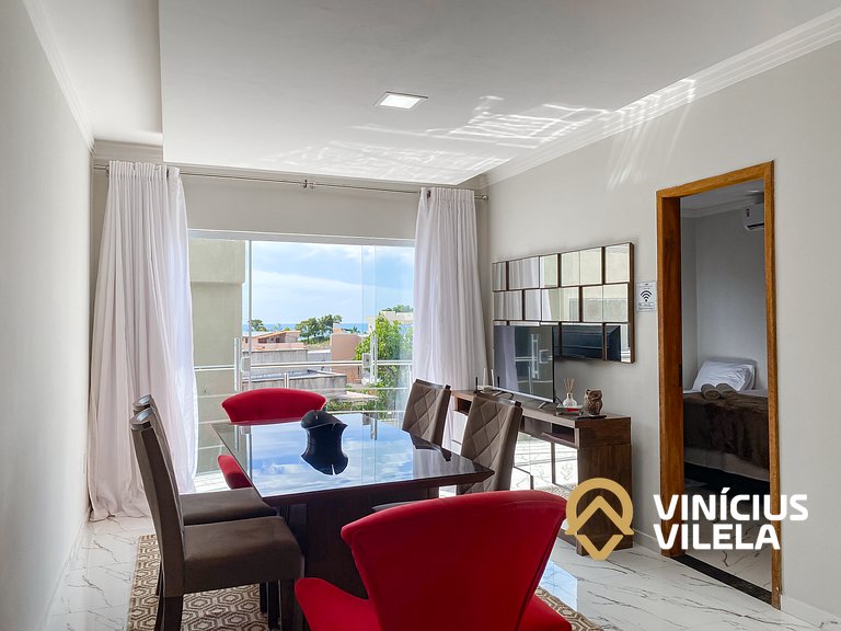 Apartamento com vista para o mar, 2 quartos, sendo 1 suíte,