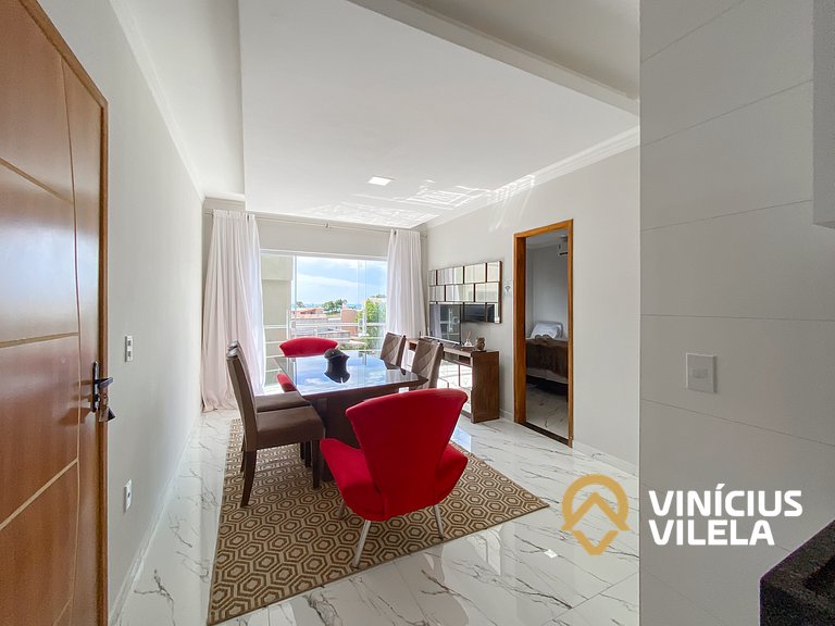 Apartamento com vista para o mar, 2 quartos, sendo 1 suíte,