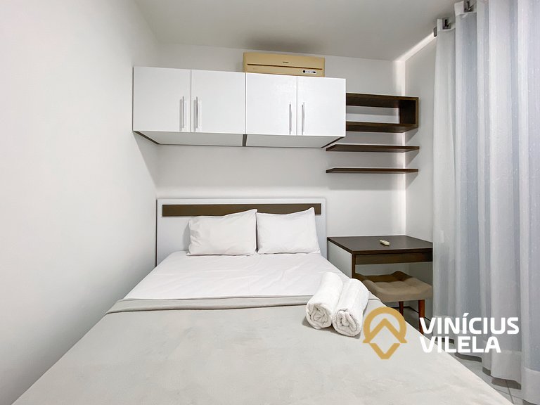 Apto 2Q todo climatizado a 900m Praia de Taperapuã