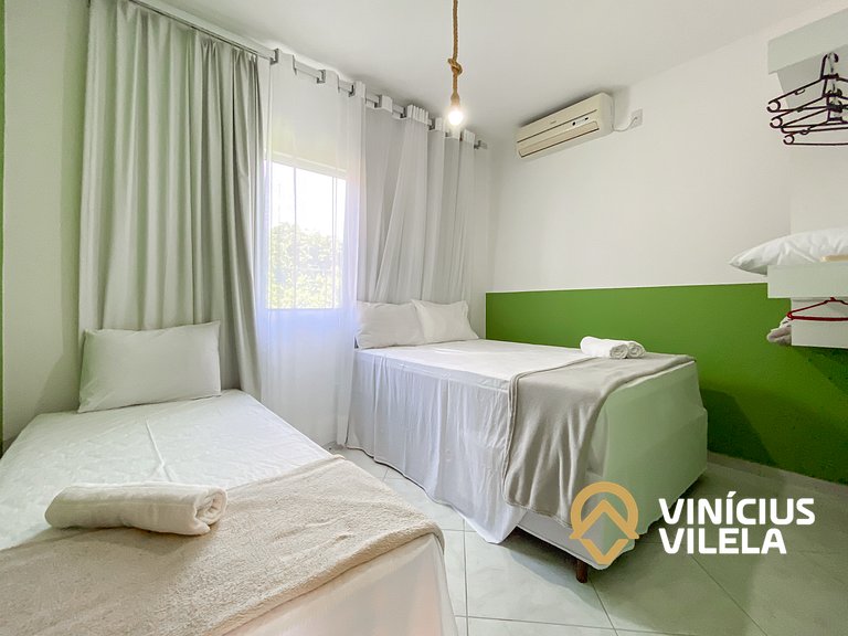 Apto 2Q todo climatizado a 900m Praia de Taperapuã