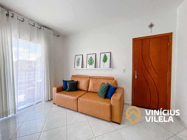 Apto 2Q todo climatizado a 900m Praia de Taperapuã