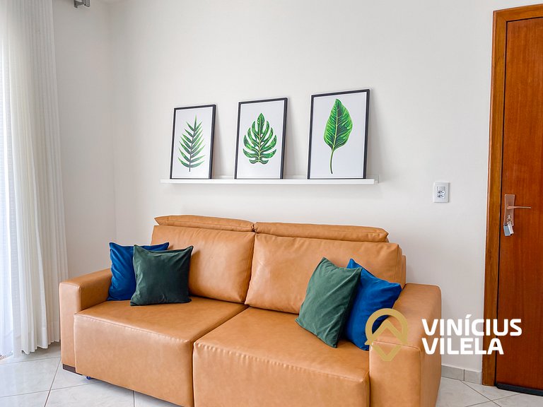 Apto 2Q todo climatizado a 900m Praia de Taperapuã