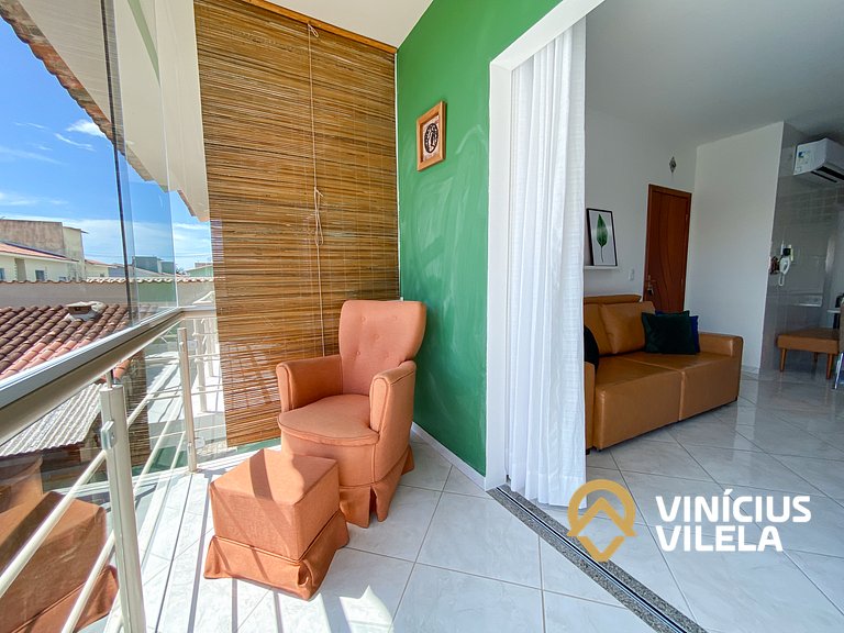 Apto 2Q todo climatizado a 900m Praia de Taperapuã