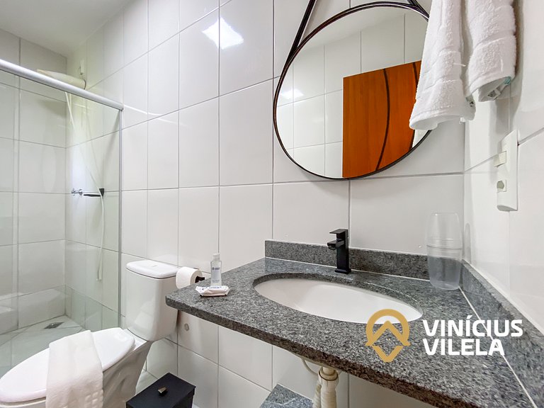 Apto 2Q todo climatizado a 900m Praia de Taperapuã