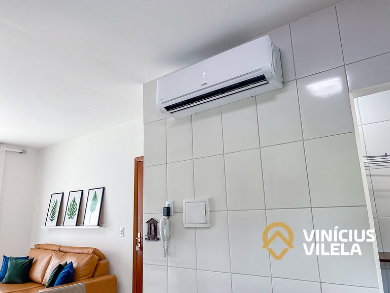 Apto 2Q todo climatizado a 900m Praia de Taperapuã