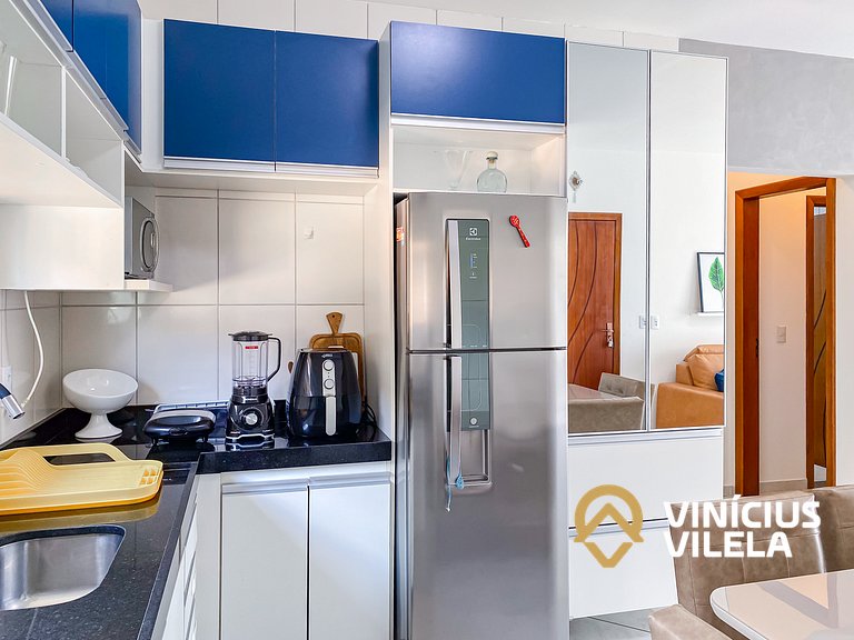 Apto 2Q todo climatizado a 900m Praia de Taperapuã