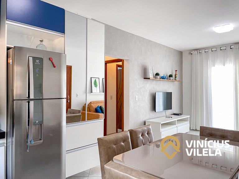 Apto 2Q todo climatizado a 900m Praia de Taperapuã