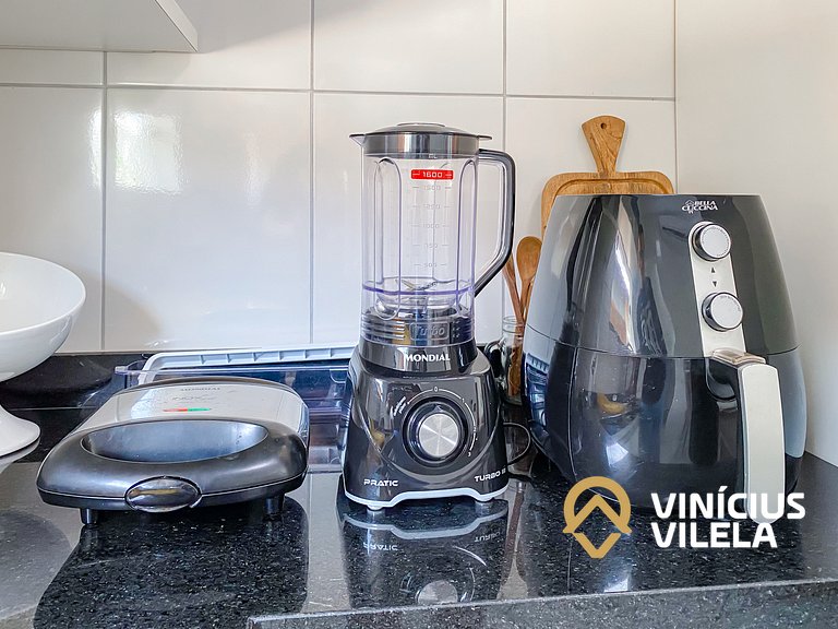 Apto 2Q todo climatizado a 900m Praia de Taperapuã