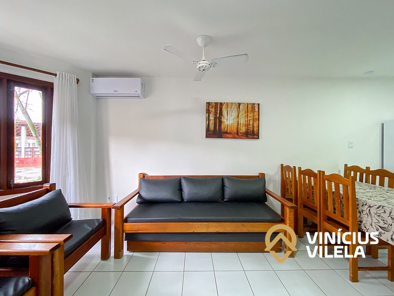 Casa com 3 suítes ambas com ar condicionado e TV, sala clima