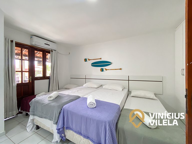 Casa com 3 suítes ambas com ar condicionado e TV, sala clima