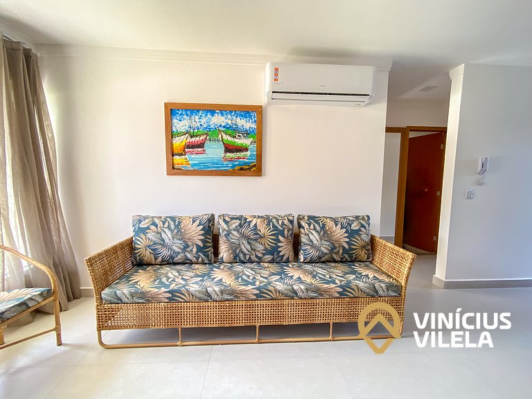 Apê com 3Q prox. a praia de Taperapuã (Axé Moi)