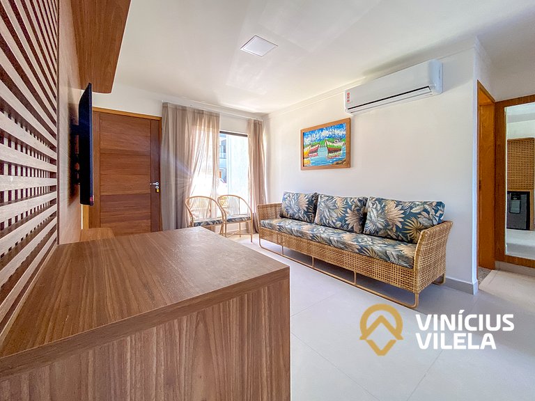 Apê com 3Q prox. a praia de Taperapuã (Axé Moi)