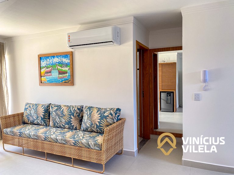 Apê com 3Q prox. a praia de Taperapuã (Axé Moi)