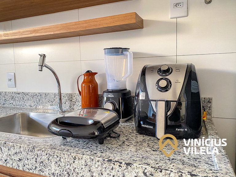 Apê com 3Q prox. a praia de Taperapuã (Axé Moi)