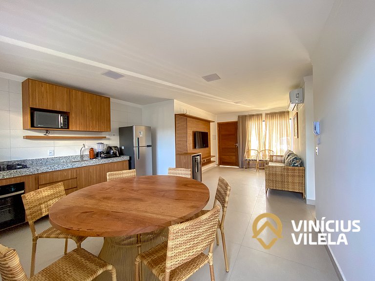 Apê com 3Q prox. a praia de Taperapuã (Axé Moi)