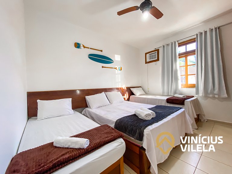 Apto pav. superior 1 quarto frente praia Taperapuã