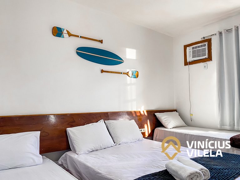 Apto pav. superior 1 quarto frente praia Taperapuã