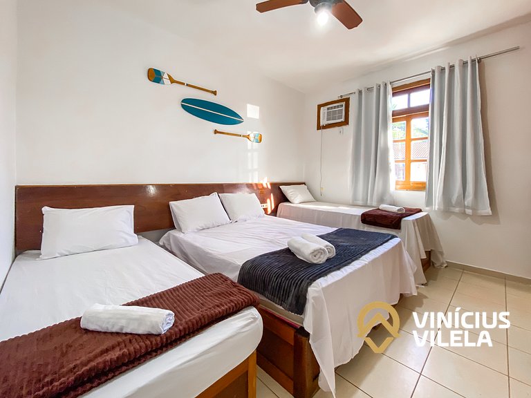 Apto pav. superior 1 quarto frente praia Taperapuã