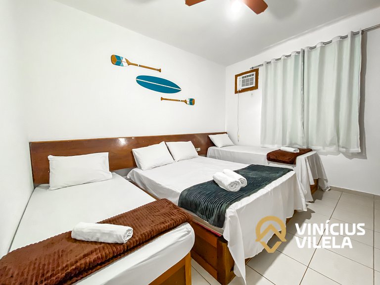 Apto pav. superior 1 quarto frente praia Taperapuã