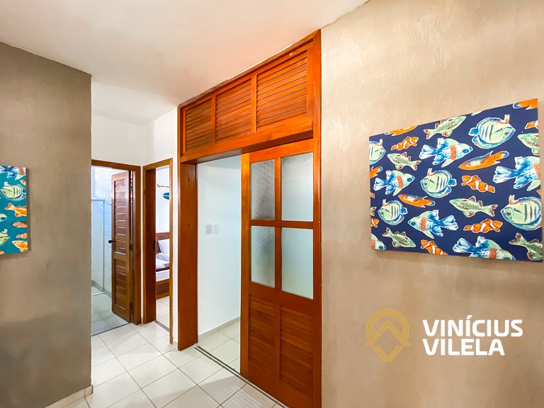 Apto pav. superior 1 quarto frente praia Taperapuã