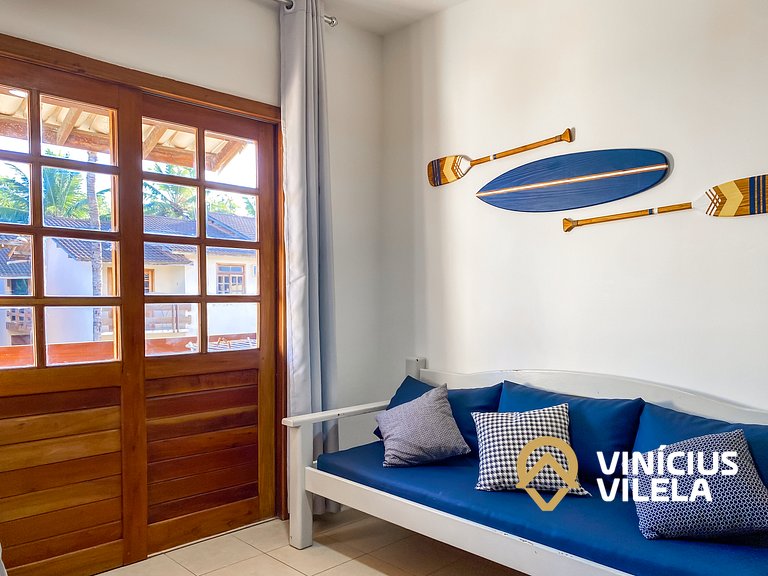 Apto pav. superior 1 quarto frente praia Taperapuã