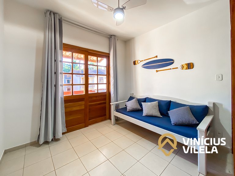 Apto pav. superior 1 quarto frente praia Taperapuã