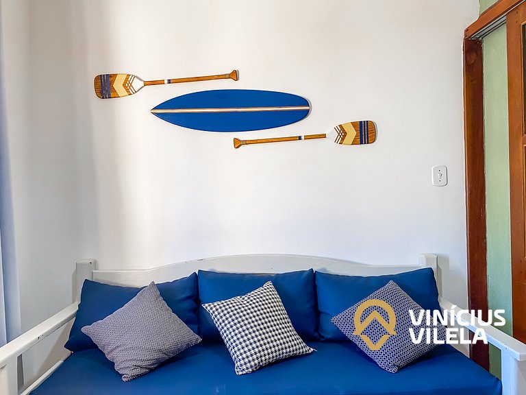 Apto pav. superior 1 quarto frente praia Taperapuã