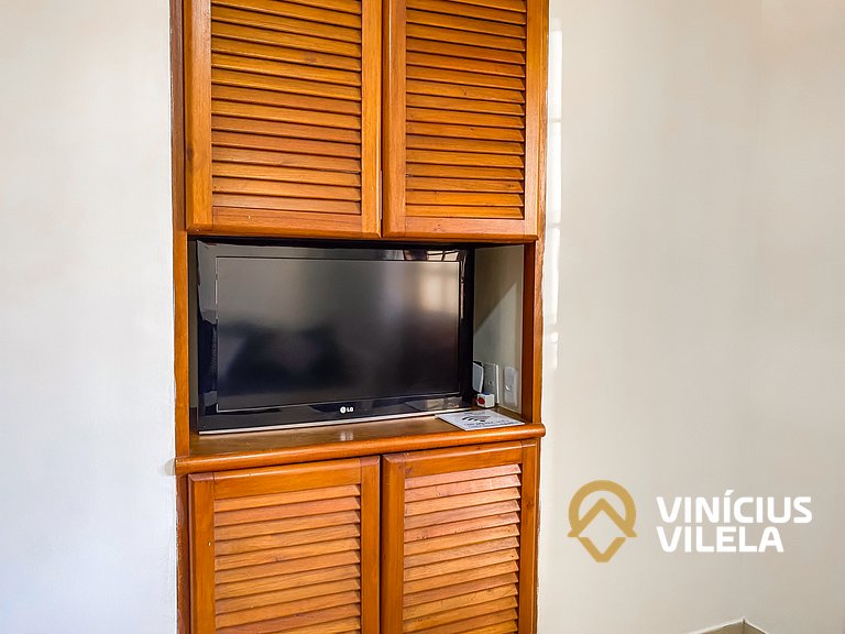 Apto pav. superior 1 quarto frente praia Taperapuã