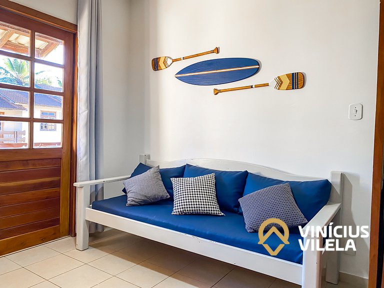 Apto pav. superior 1 quarto frente praia Taperapuã