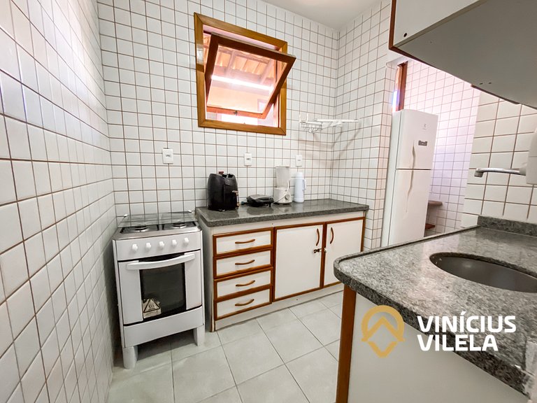 Apartamento frente mar em Taperapuã com piscina