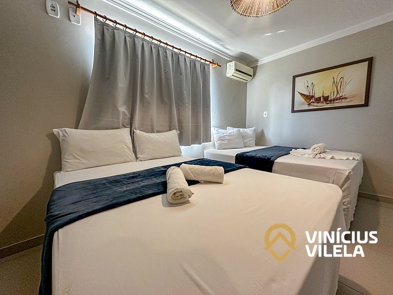 Apê 2Q Frente a praia do Mutá cond. com piscina