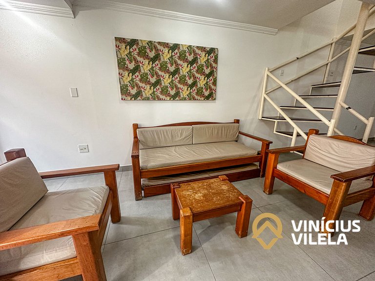 Duplex 2 suítes (com ar), cond. com piscina, sauna