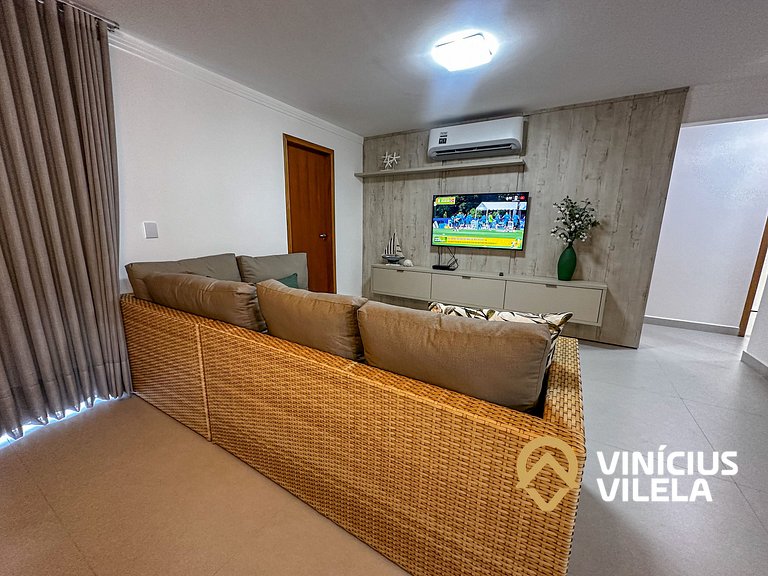 Apê com 3Q a 300m da Praia de Taperapuã