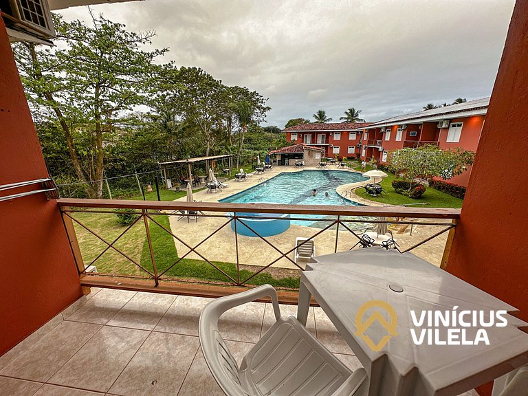 Flat 1 com quarto frente praia de Taperapuã