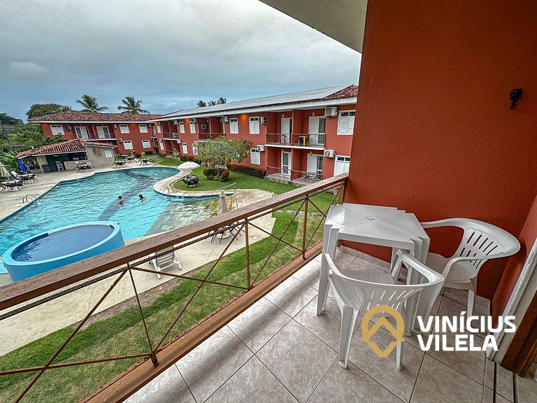 Flat 1 com quarto frente praia de Taperapuã