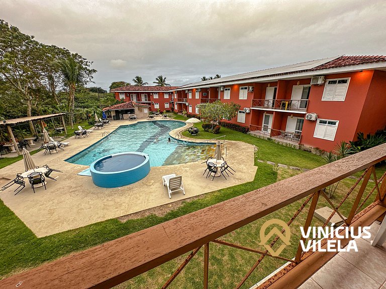 Flat 1 com quarto frente praia de Taperapuã